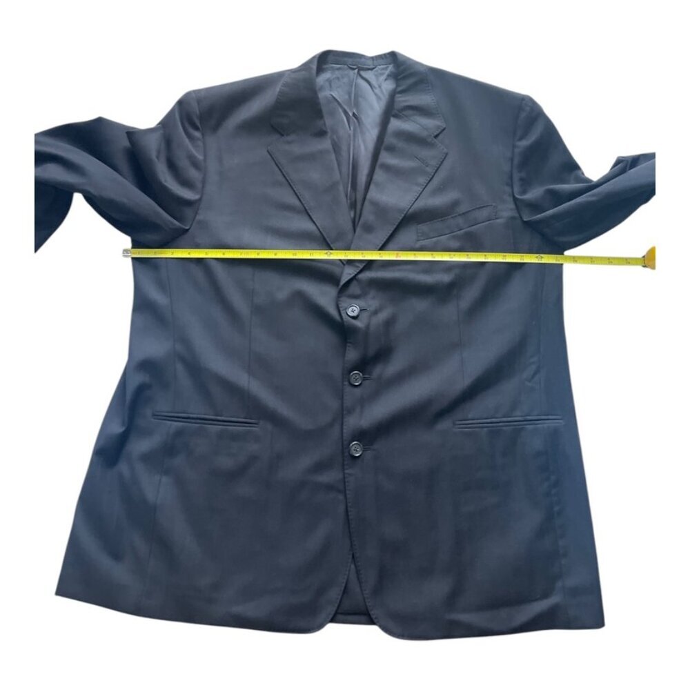 Size XXL David G. Cotugno Mens 2 Button Silk Wool Blazer Jacket Black Stripes - Picture 6 of 12